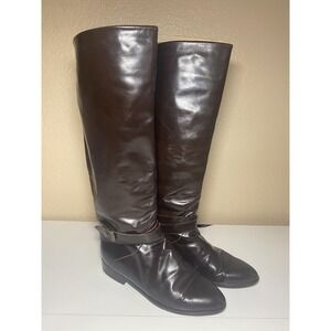 Charles David Dark Brown Knee-High Leather Heeled Boots